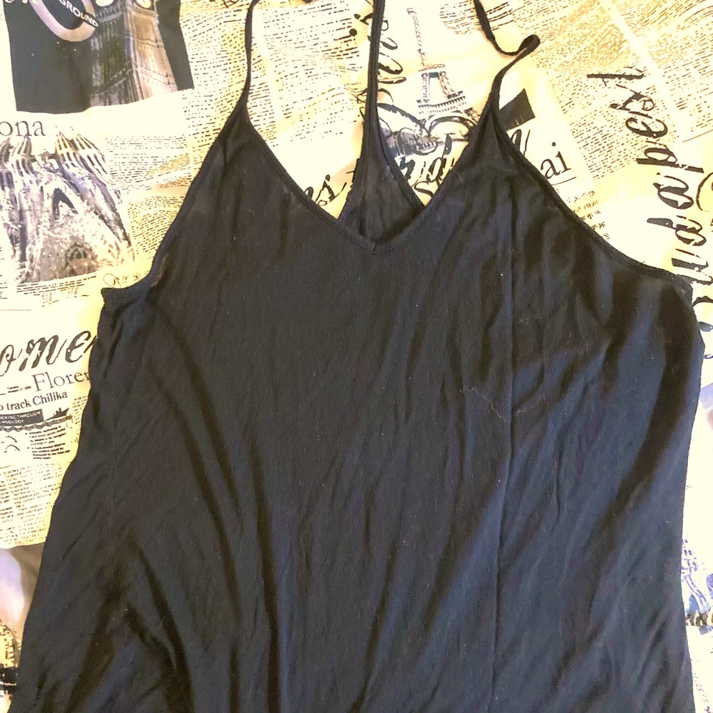 Black T-spaghetti strap top